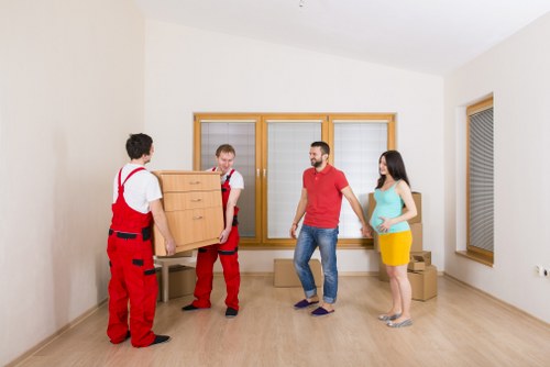 Removal van transport for a flat or house move in Harlington