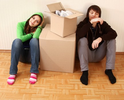 Packing boxes and furniture for a Harlington house move