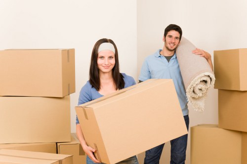 Moving day checklist and packed boxes ready for transport