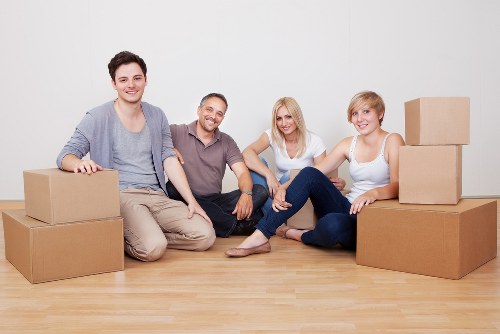 Furniture and boxes being prepared for a Harlington move